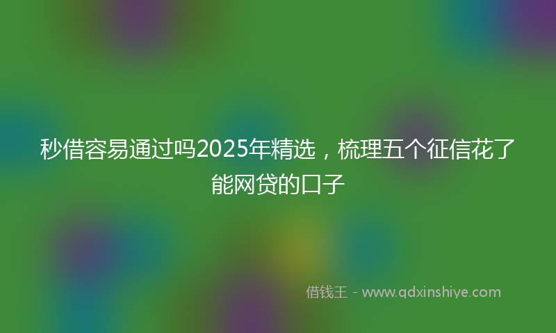 秒借容易通过吗2025年精选，梳理五个征信花了能网贷的口子