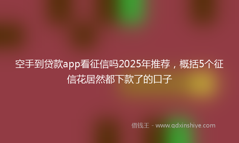 空手到贷款app看征信吗2025年推荐，概括5个征信花居然都下款了的口子
