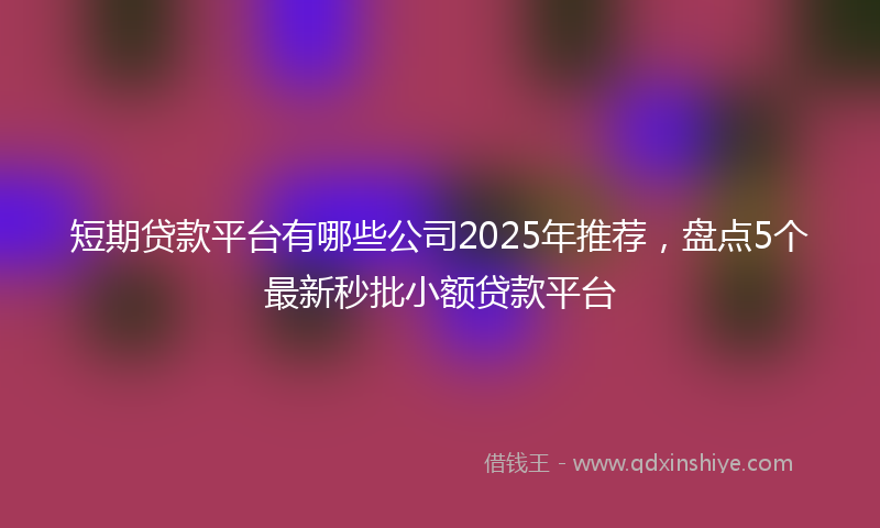 短期贷款平台有哪些公司2025年推荐，盘点5个最新秒批小额贷款平台