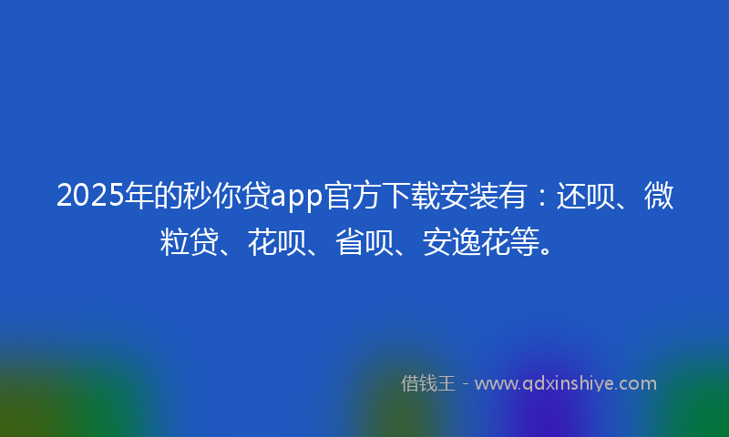 2025年的秒你贷app官方下载安装有：还呗、微粒贷、花呗、省呗、安逸花等。