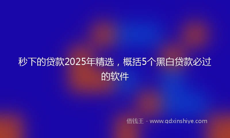 秒下的贷款2025年精选，概括5个黑白贷款必过的软件