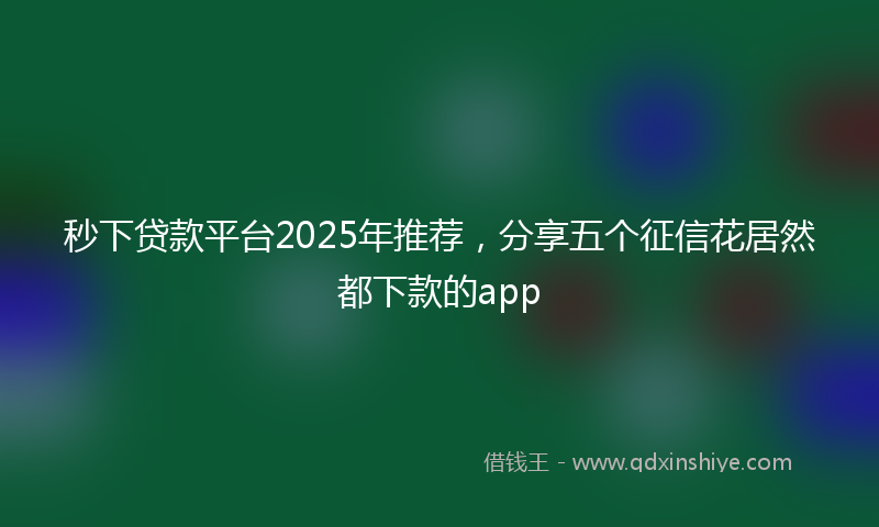 秒下贷款平台2025年推荐，分享五个征信花居然都下款的app