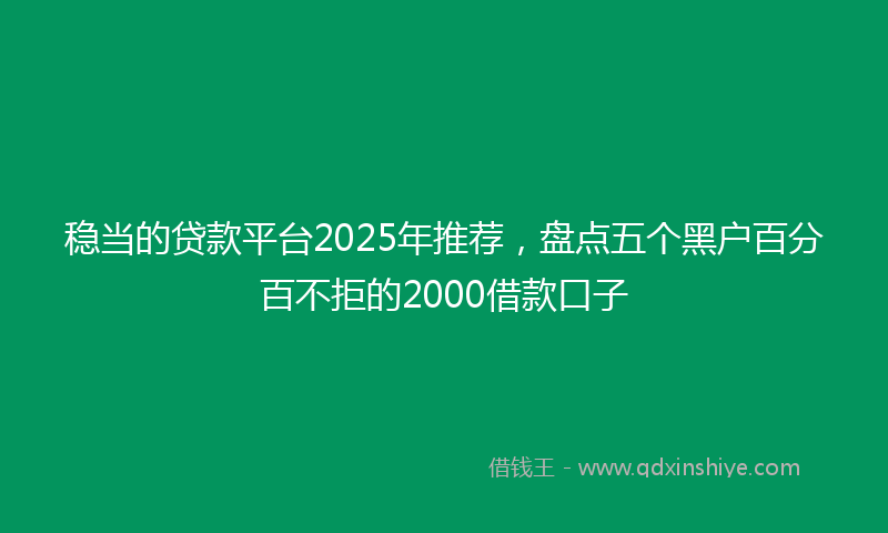 稳当的贷款平台2025年推荐，盘点五个黑户百分百不拒的2000借款口子
