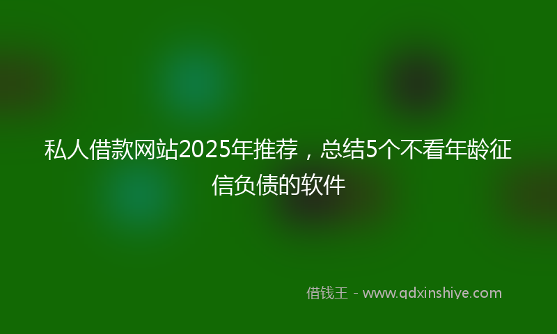 私人借款网站2025年推荐，总结5个不看年龄征信负债的软件
