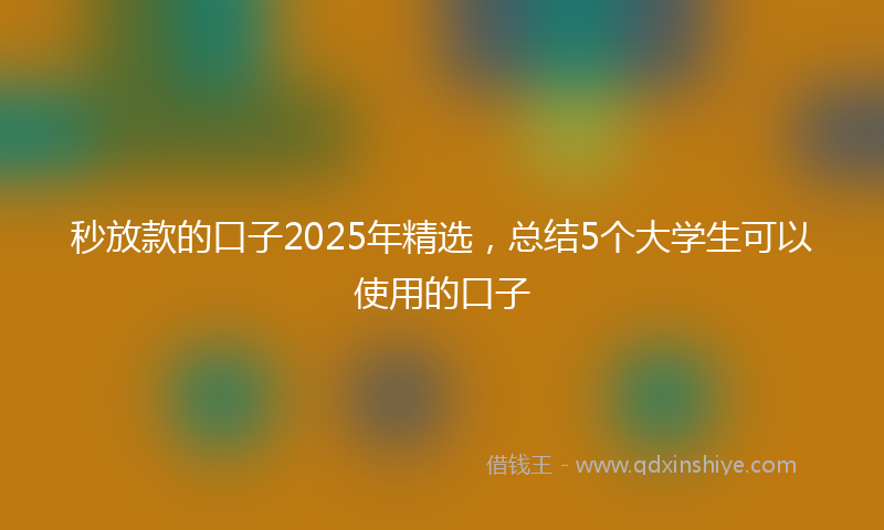 秒放款的口子2025年精选，总结5个大学生可以使用的口子