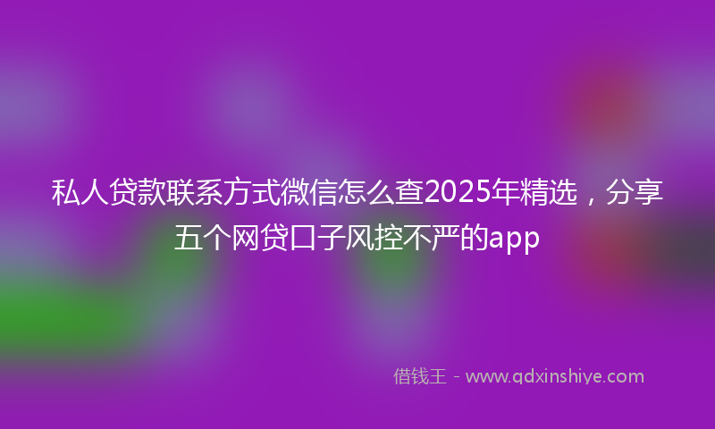 私人贷款联系方式微信怎么查2025年精选，分享五个网贷口子风控不严的app