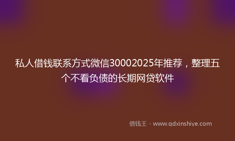 私人借钱联系方式微信30002025年推荐，整理五个不看负债的长期网贷软件