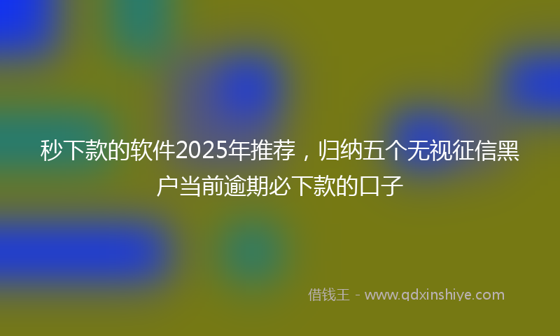 秒下款的软件2025年推荐，归纳五个无视征信黑户当前逾期必下款的口子