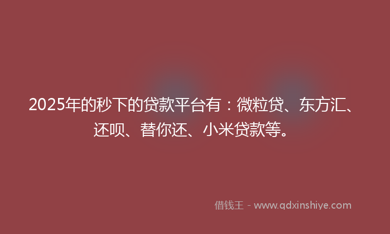 2025年的秒下的贷款平台有：微粒贷、东方汇、还呗、替你还、小米贷款等。