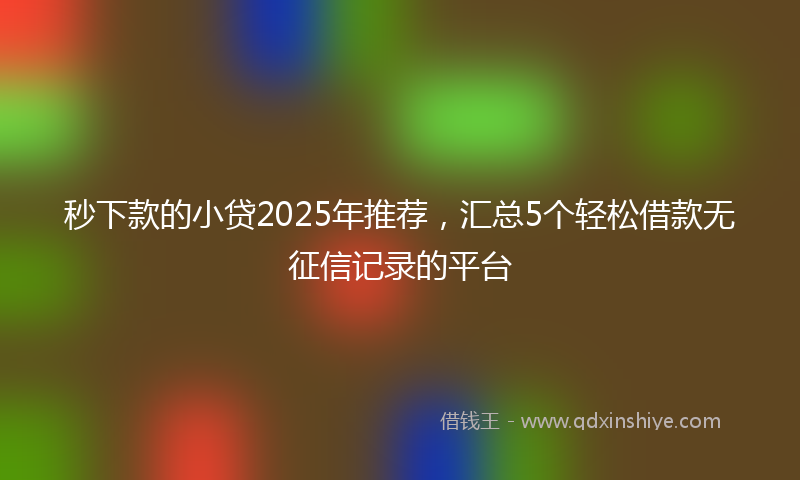 秒下款的小贷2025年推荐，汇总5个轻松借款无征信记录的平台
