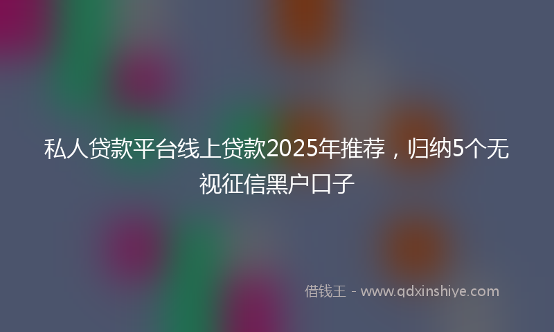 私人贷款平台线上贷款2025年推荐，归纳5个无视征信黑户口子