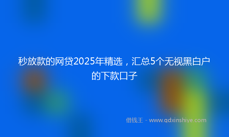 秒放款的网贷2025年精选，汇总5个无视黑白户的下款口子
