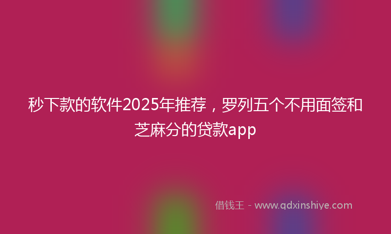 秒下款的软件2025年推荐，罗列五个不用面签和芝麻分的贷款app