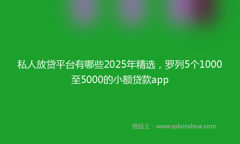 私人放贷平台有哪些2025年精选，罗列5个1000至5000的小额贷款app