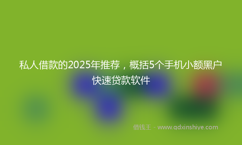 私人借款的2025年推荐，概括5个手机小额黑户快速贷款软件