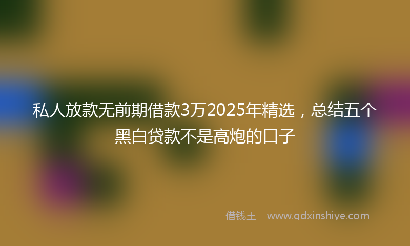 私人放款无前期借款3万2025年精选，总结五个黑白贷款不是高炮的口子