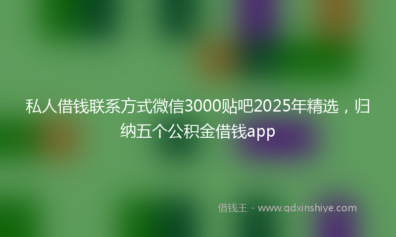 私人借钱联系方式微信3000贴吧2025年精选,归纳五个公积金借钱app