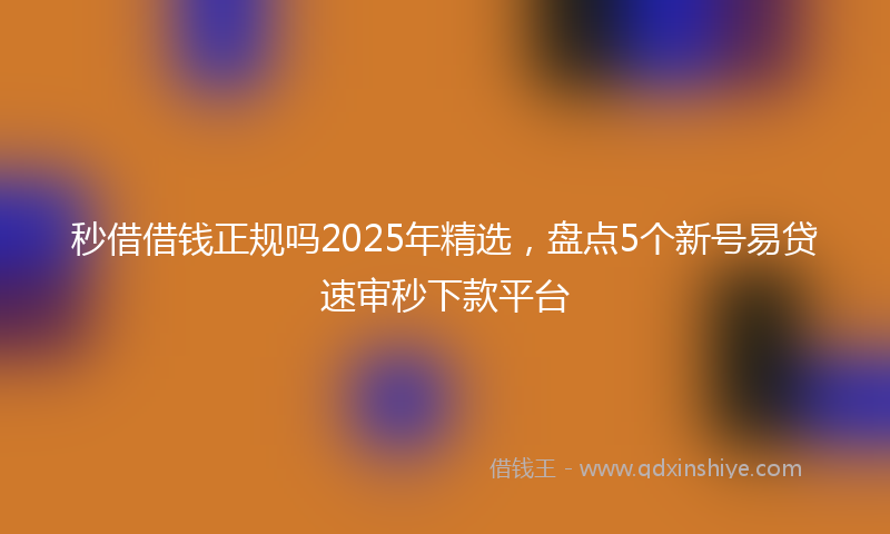 秒借借钱正规吗2025年精选，盘点5个新号易贷速审秒下款平台