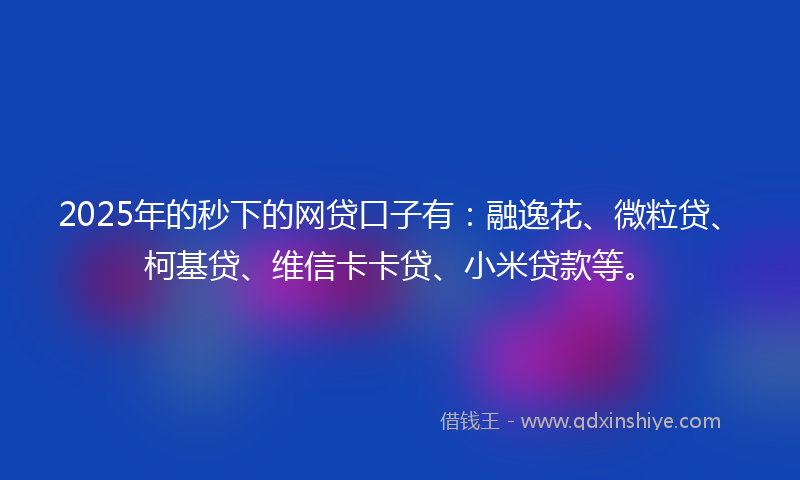 2025年的秒下的网贷口子有：融逸花、微粒贷、柯基贷、维信卡卡贷、小米贷款等。