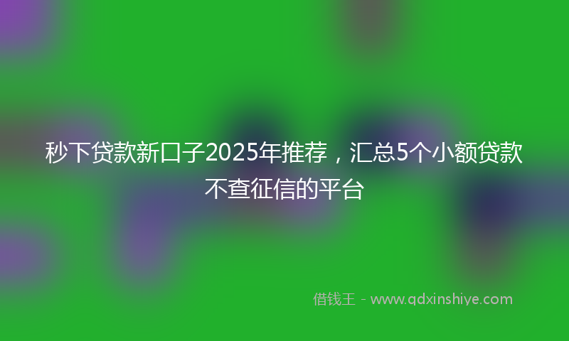 秒下贷款新口子2025年推荐，汇总5个小额贷款不查征信的平台