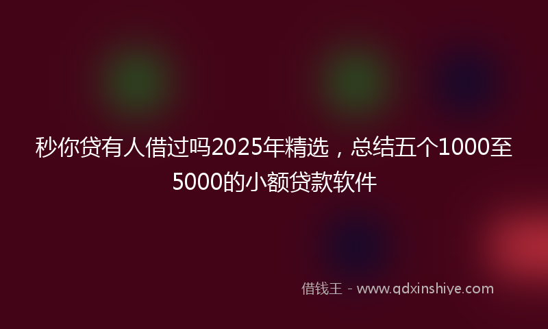 秒你贷有人借过吗2025年精选，总结五个1000至5000的小额贷款软件
