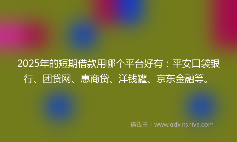 2025年的短期借款用哪个平台好有：平安口袋银行、团贷网、惠商贷、洋钱罐、京东金融等。