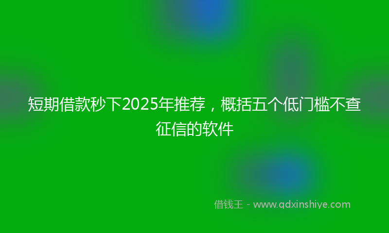 短期借款秒下2025年推荐，概括五个低门槛不查征信的软件