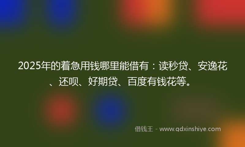 2025年的着急用钱哪里能借有：读秒贷、安逸花、还呗、好期贷、百度有钱花等。