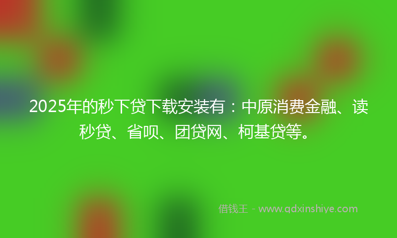 2025年的秒下贷下载安装有：中原消费金融、读秒贷、省呗、团贷网、柯基贷等。