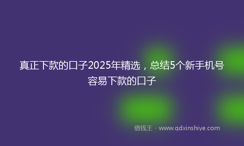 真正下款的口子2025年精选，总结5个新手机号容易下款的口子