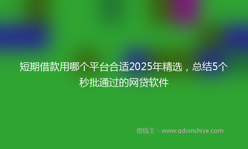 短期借款用哪个平台合适2025年精选，总结5个秒批通过的网贷软件