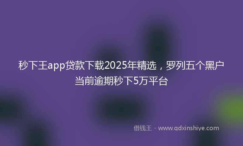 秒下王app贷款下载2025年精选，罗列五个黑户当前逾期秒下5万平台