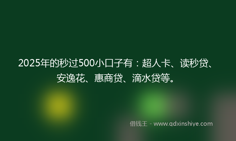 2025年的秒过500小口子有：超人卡、读秒贷、安逸花、惠商贷、滴水贷等。
