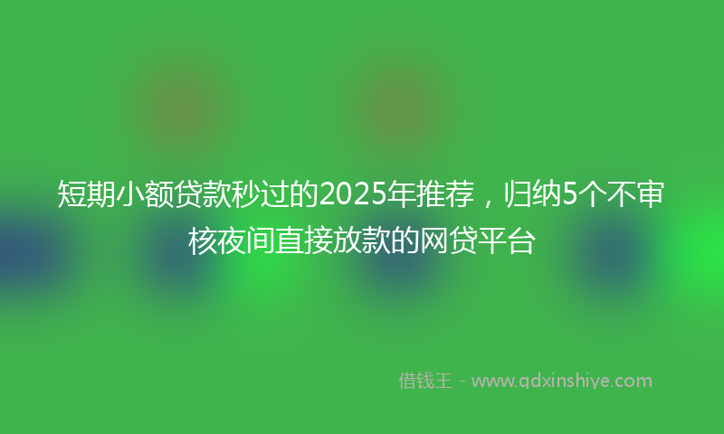 短期小额贷款秒过的2025年推荐，归纳5个不审核夜间直接放款的网贷平台
