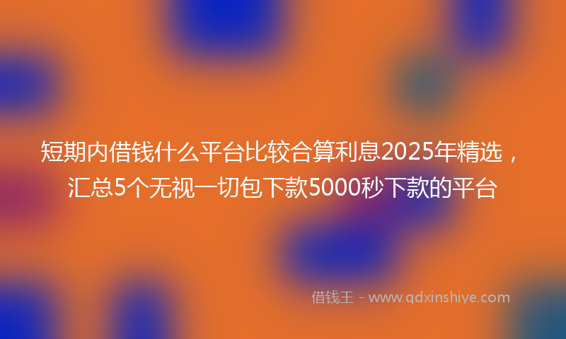 短期内借钱什么平台比较合算利息2025年精选，汇总5个无视一切包下款5000秒下款的平台