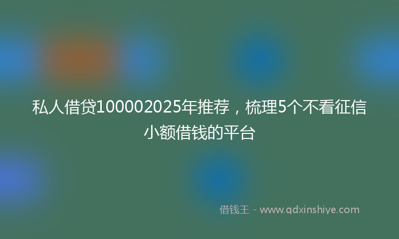 私人借贷100002025年推荐，梳理5个不看征信小额借钱的平台