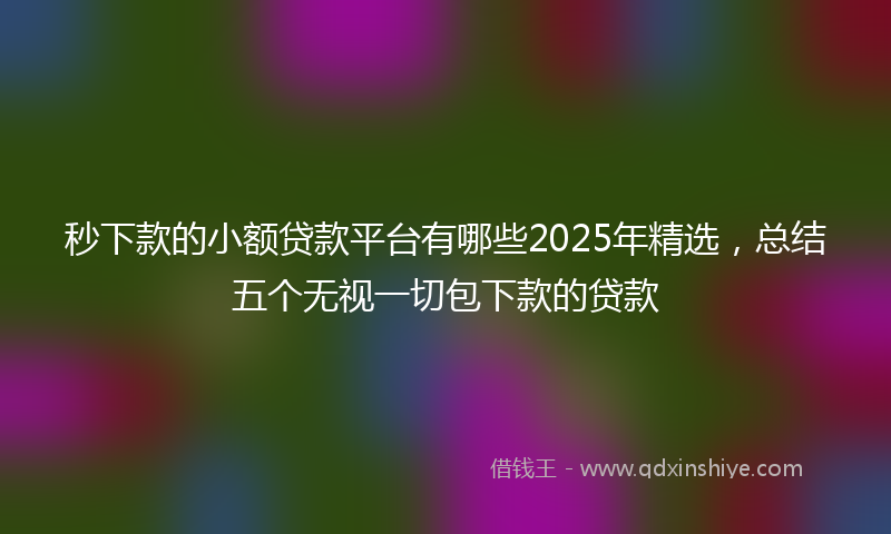 秒下款的小额贷款平台有哪些2025年精选，总结五个无视一切包下款的贷款