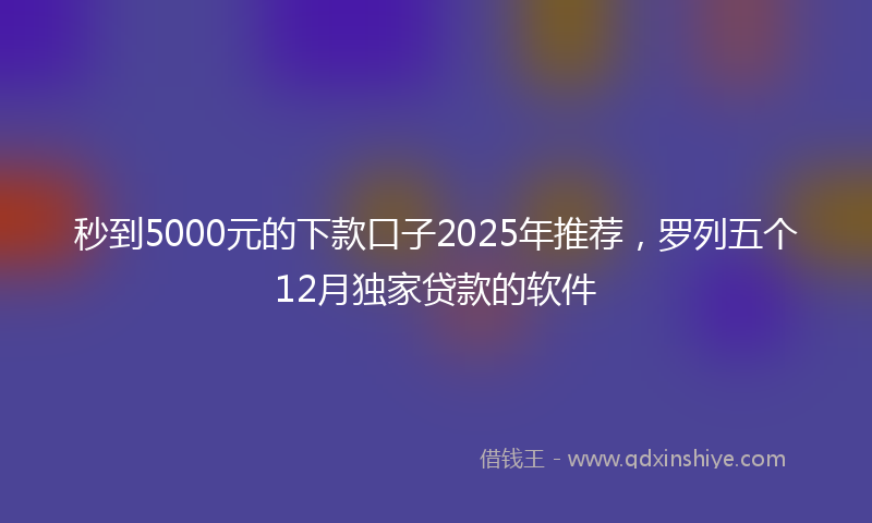 秒到5000元的下款口子2025年推荐，罗列五个12月独家贷款的软件