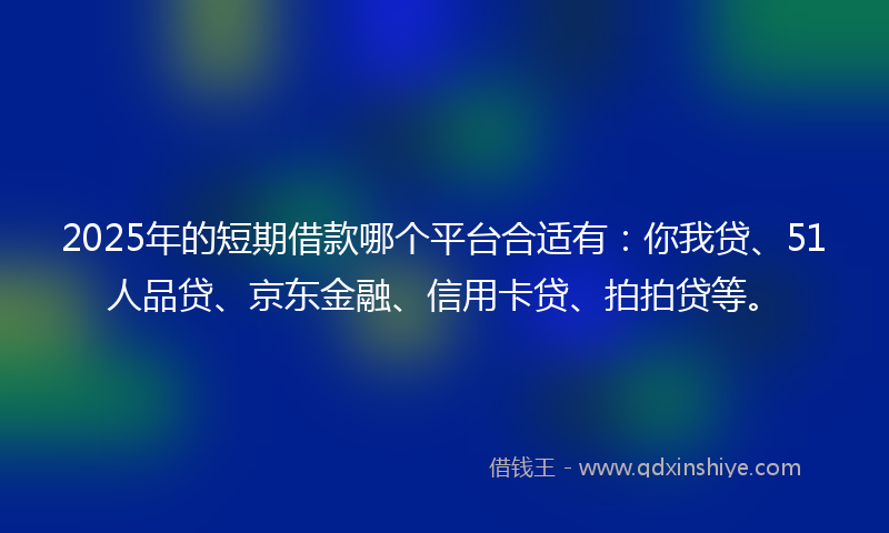 2025年的短期借款哪个平台合适有：你我贷、51人品贷、京东金融、信用卡贷、拍拍贷等。