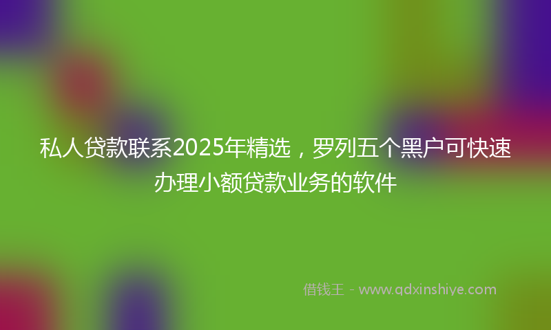私人贷款联系2025年精选，罗列五个黑户可快速办理小额贷款业务的软件