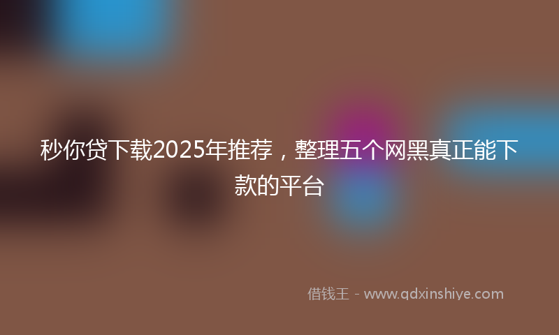 秒你贷下载2025年推荐，整理五个网黑真正能下款的平台