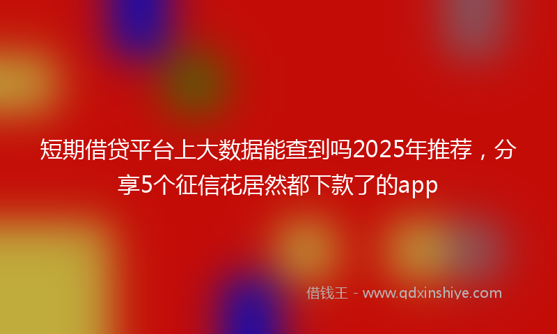 短期借贷平台上大数据能查到吗2025年推荐，分享5个征信花居然都下款了的app