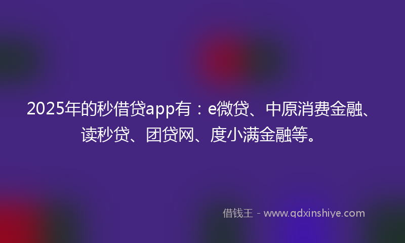 2025年的秒借贷app有：e微贷、中原消费金融、读秒贷、团贷网、度小满金融等。