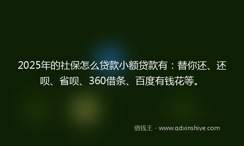 2025年的社保怎么贷款小额贷款有：替你还、还呗、省呗、360借条、百度有钱花等。