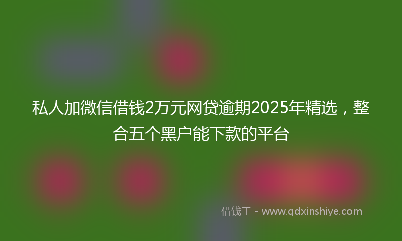 私人加微信借钱2万元网贷逾期2025年精选，整合五个黑户能下款的平台