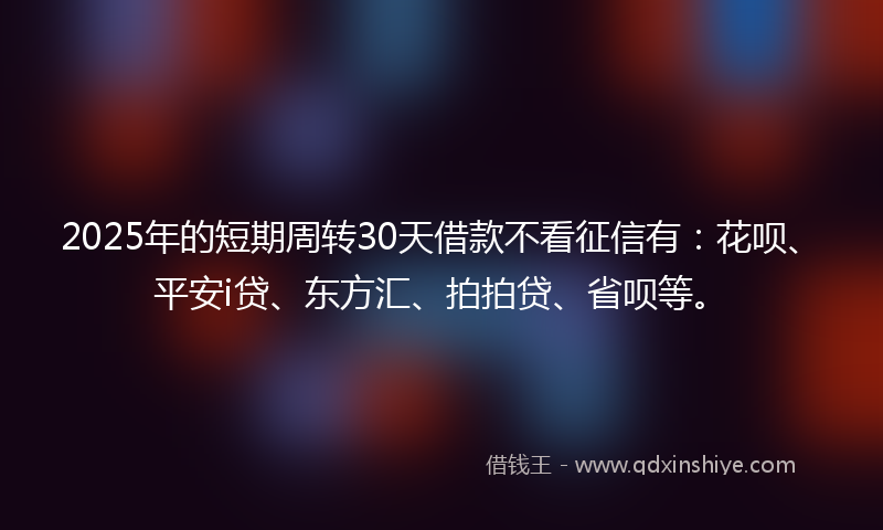 2025年的短期周转30天借款不看征信有：花呗、平安i贷、东方汇、拍拍贷、省呗等。