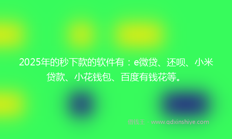 2025年的秒下款的软件有：e微贷、还呗、小米贷款、小花钱包、百度有钱花等。