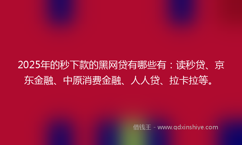 2025年的秒下款的黑网贷有哪些有：读秒贷、京东金融、中原消费金融、人人贷、拉卡拉等。