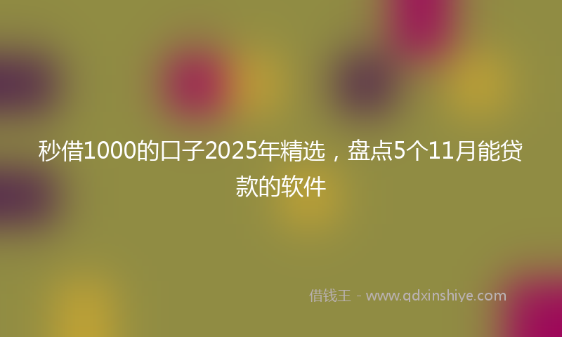 秒借1000的口子2025年精选，盘点5个11月能贷款的软件