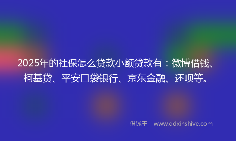 2025年的社保怎么贷款小额贷款有：微博借钱、柯基贷、平安口袋银行、京东金融、还呗等。